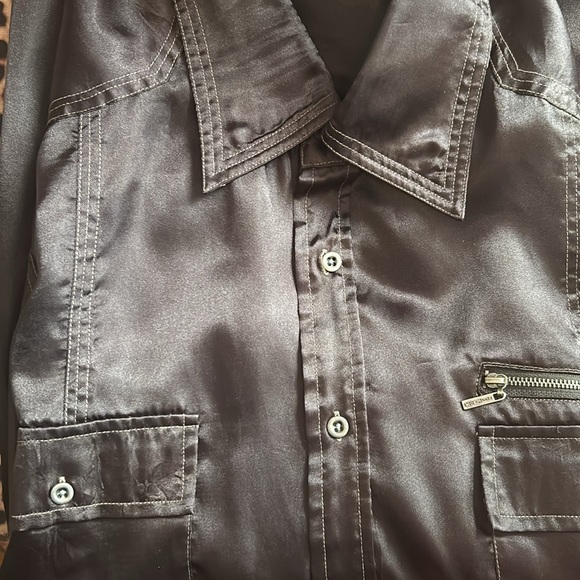 Kenneth Cole Black Satin Shirt XXL - Picture 11 of 13